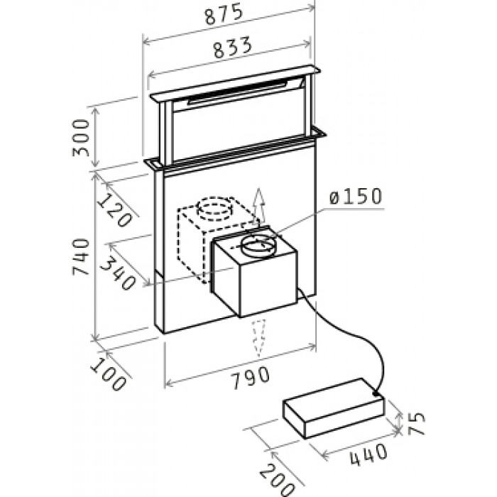 Витяжка вбудована Elica ADAGIO BL/F/90