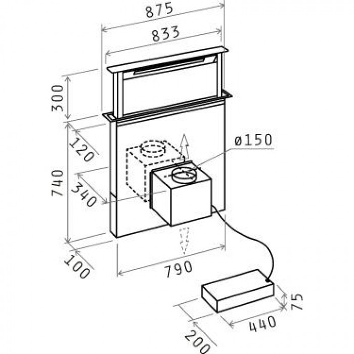 Витяжка вбудована Elica ADAGIO WH/F/90