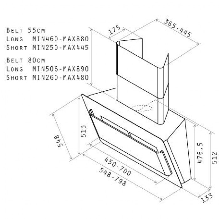 Витяжка похила Elica BELT WH/F/80
