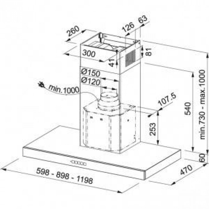Витяжка Т-подібна Franke TALE 605 XS (325.0552.728)