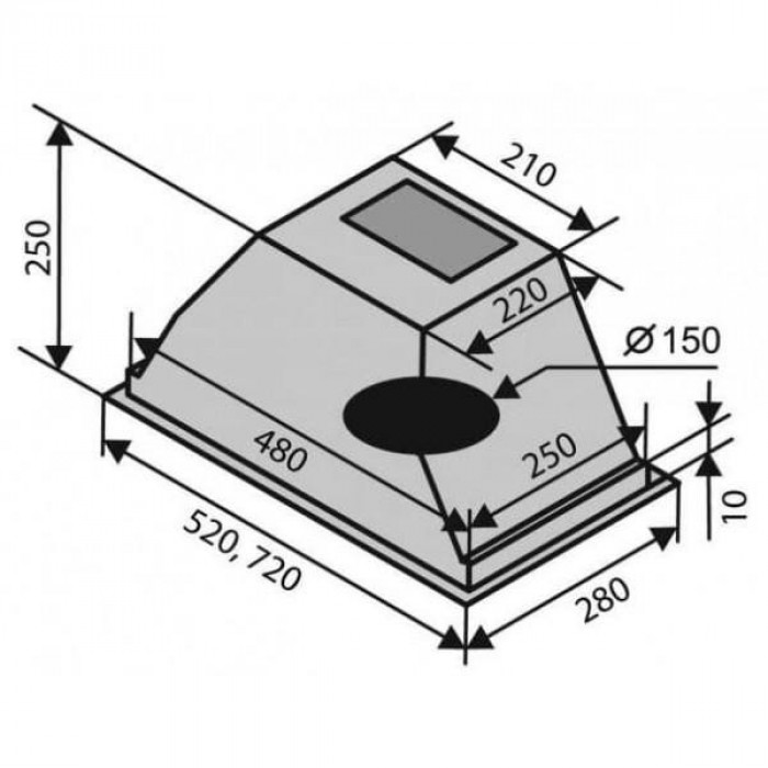 Витяжка вбудована Ventolux Punto 90 (1000) PB IT