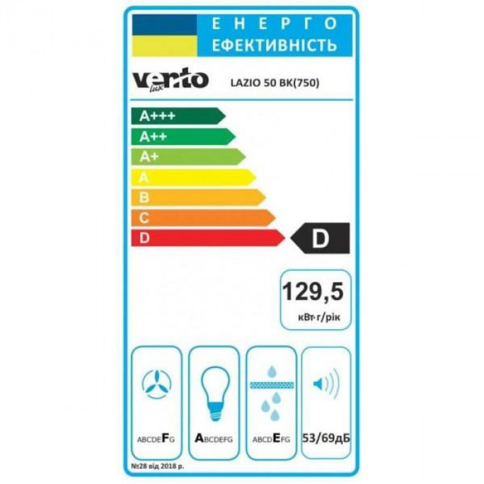 Витяжка купольна Ventolux LAZIO 50 BK (750)