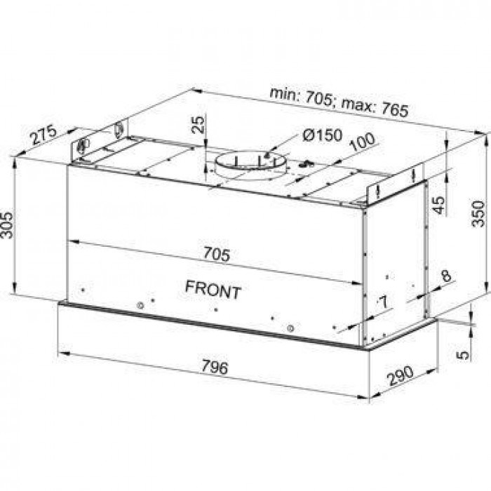 Витяжка вбудована GLOBALO LOTEO 80.3 BLACK