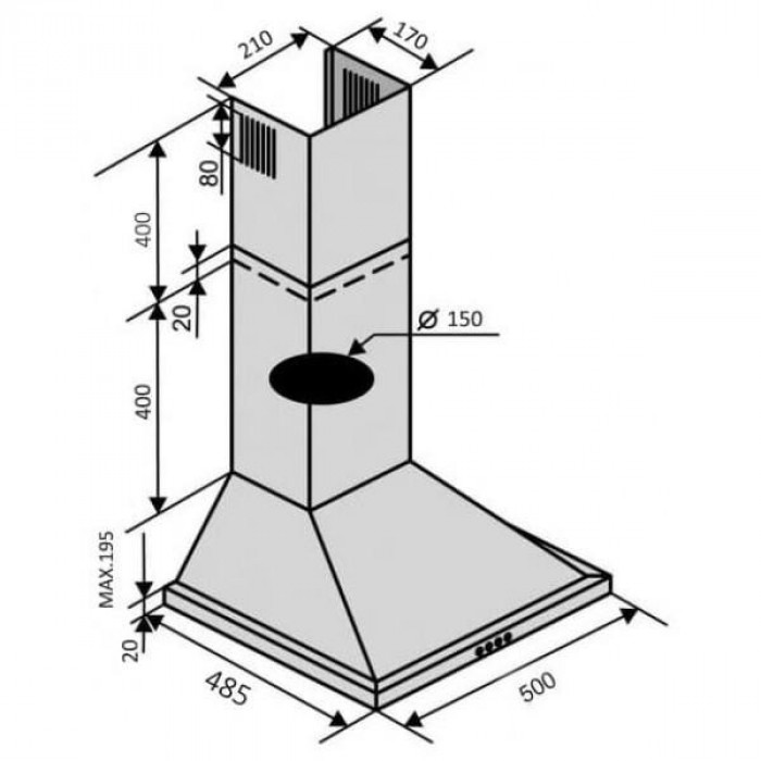 Витяжка купольна Ventolux LIDO 50 WH (700)