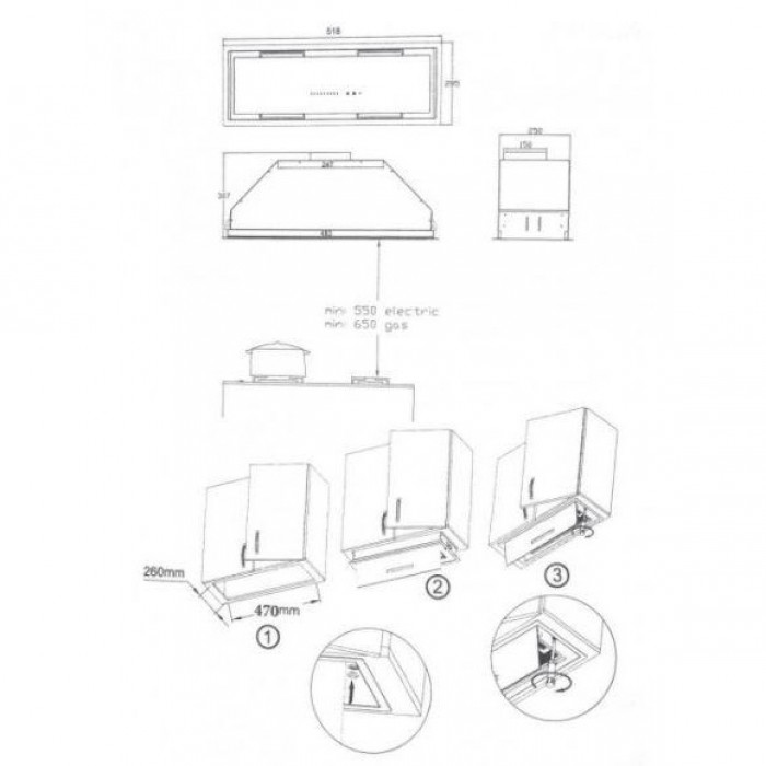 Витяжка вбудована Borgio BIT-BOX Full Glass 60 White