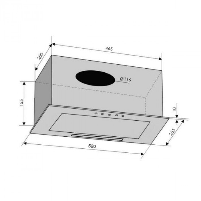 Витяжка вбудована Ventolux BOX 60 INOX (650) PB