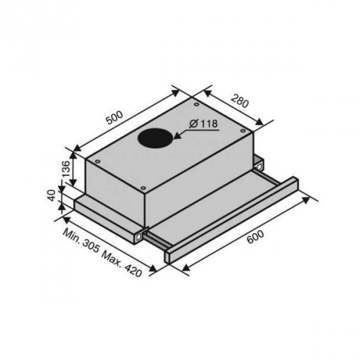 Витяжка телескопічна Ventolux GARDA 60 IVG (750) SMD LED