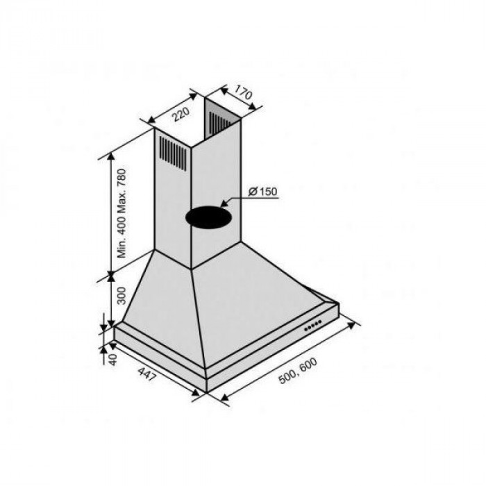 Витяжка купольна Ventolux LAZIO 60 BK (750)