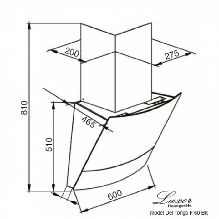 Витяжка похила LUXOR Hausgerate Del Tongo F 90 BK