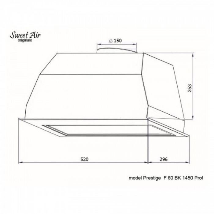 Витяжка вбудована Sweet Air Prestige F 60 BK 1450 Prof