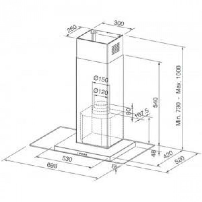 Витяжка Т-подібна Franke FGL 7015 BK/XS (110.0152.540)