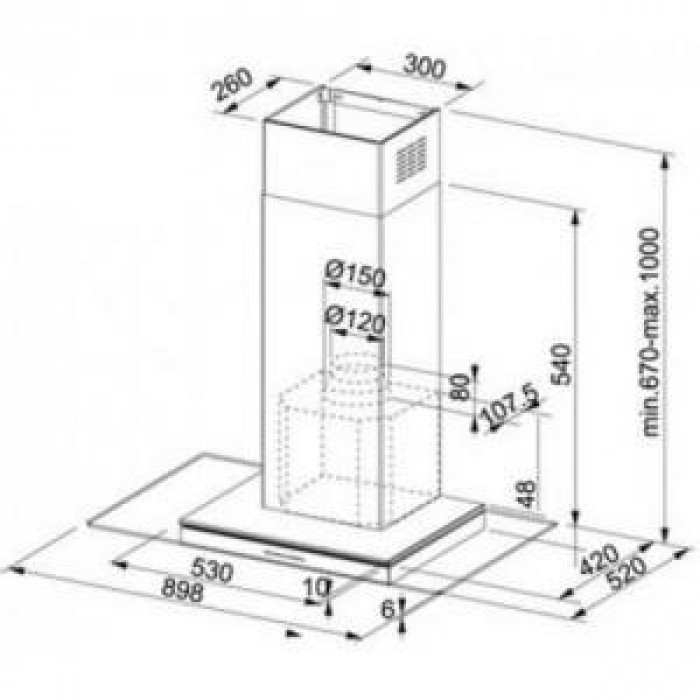 Витяжка Т-подібна Franke FGL 9015 BK/XS