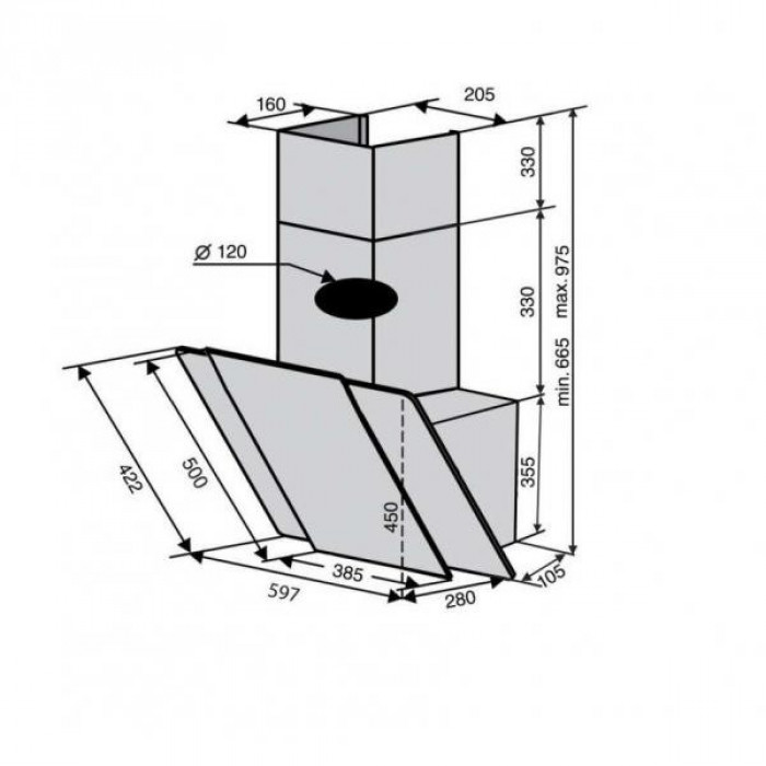 Витяжка похила Ventolux TORINO 60 BK (1200) PB IT