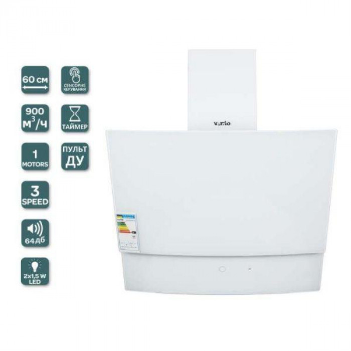 Витяжка похила Ventolux WAVE 60 WH (900) TRC