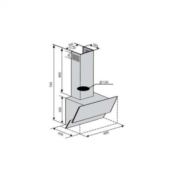 Витяжка похила Ventolux ROMANIA 60 BK (750) TRC