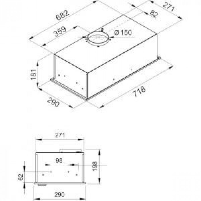 Витяжка вбудована KERNAU KBH 0874 B