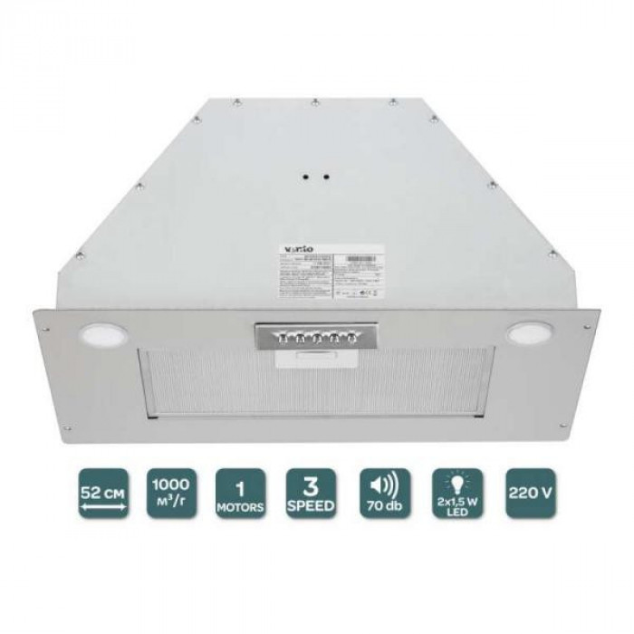 Витяжка вбудована Ventolux PUNTO 520/279 INOX (1000) PB