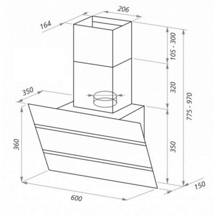 Витяжка похила VDB VT 60 Black