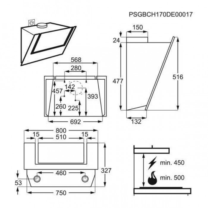 Витяжка похила AEG DVB4850B
