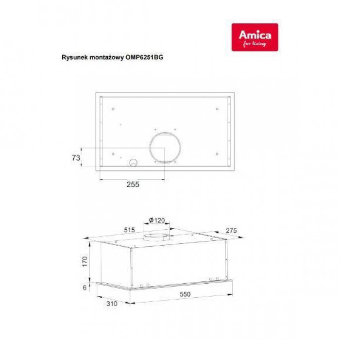 Витяжка вбудована Amica OMP6253WG