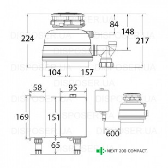Подрібнювач харчових відходів STATUS NEXT 200 Compact Wireless