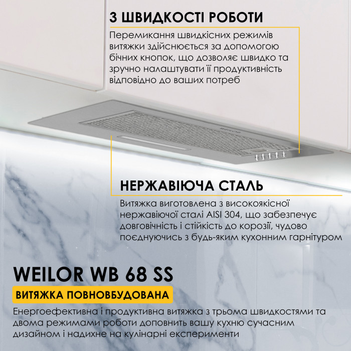 Витяжка повновбудована WEILOR WB 68 SS
