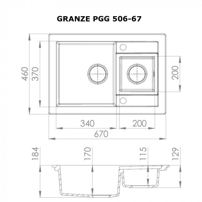 Мийка кухонна гранітна PERFELLI GRANZE PGG 506-67  WHITE