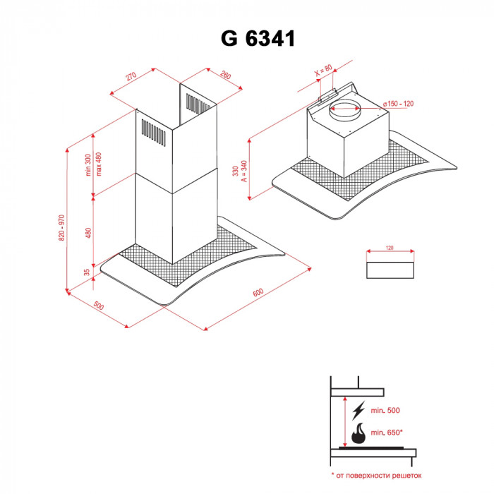 Витяжка декоративна зі склом PERFELLI G 6341 I