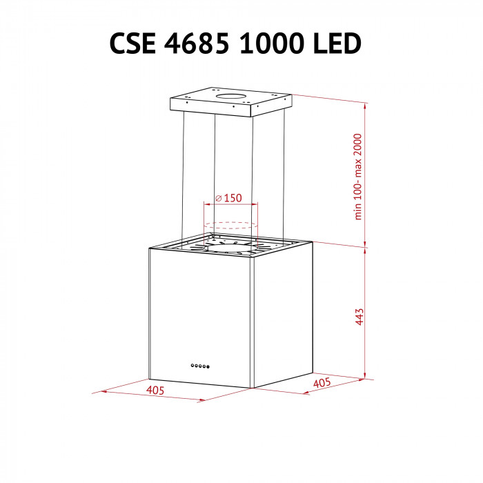 Витяжка острівна PERFELLI CSE 4685 I 1000 LED