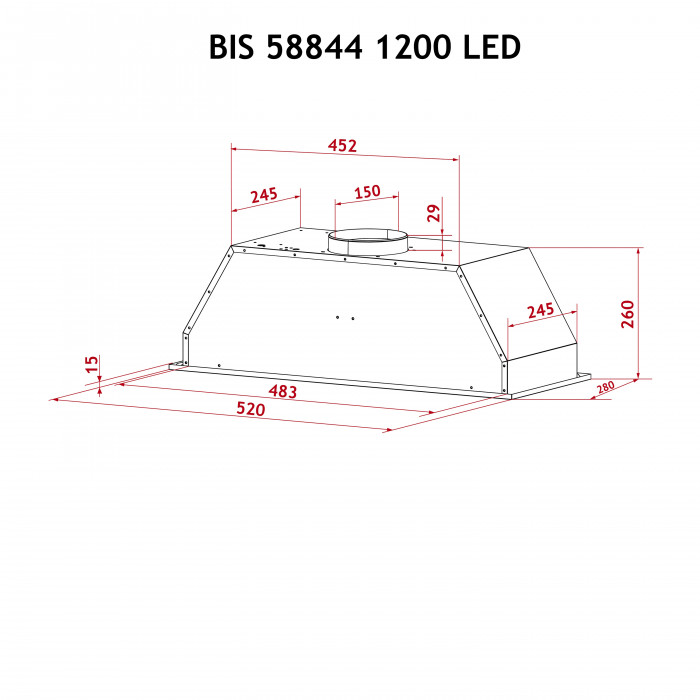 Витяжка повновбудована PERFELLI BIS 58844 BL 1200 LED