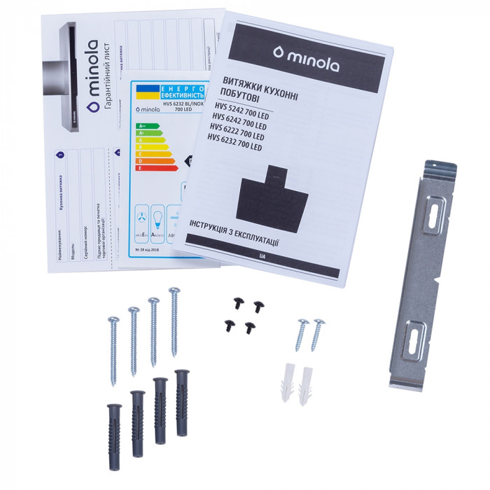 Витяжка декоративна похила MINOLA HVS 6232 BL/INOX 700 LED