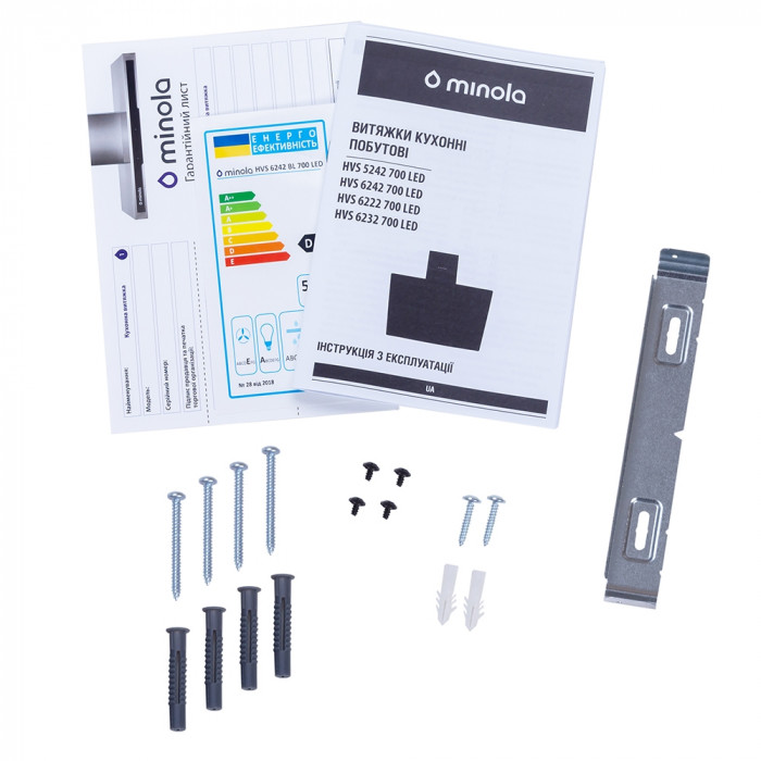 Витяжка декоративна похила MINOLA HVS 6242 BL 700 LED