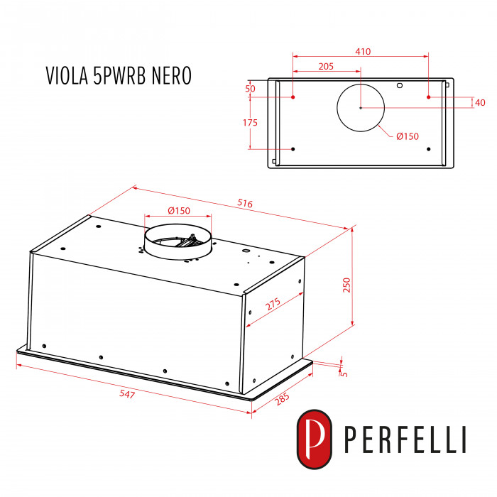 Витяжка повновбудована PERFELLI VIOLA 5PWRB NERO