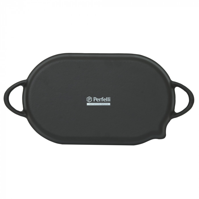 Чавунна овальна сковорода гриль PERFELLI 5690 33х20 см.