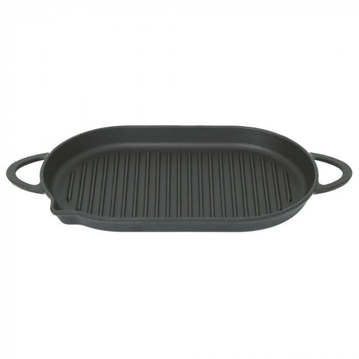 Чавунна овальна сковорода гриль PERFELLI 5690 33х20 см.