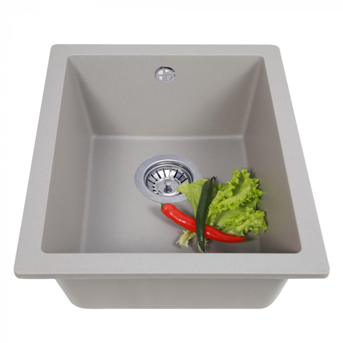 Мийка кухонна гранітна PERFELLI ESTO PGE 101-38 GREY METALLIC