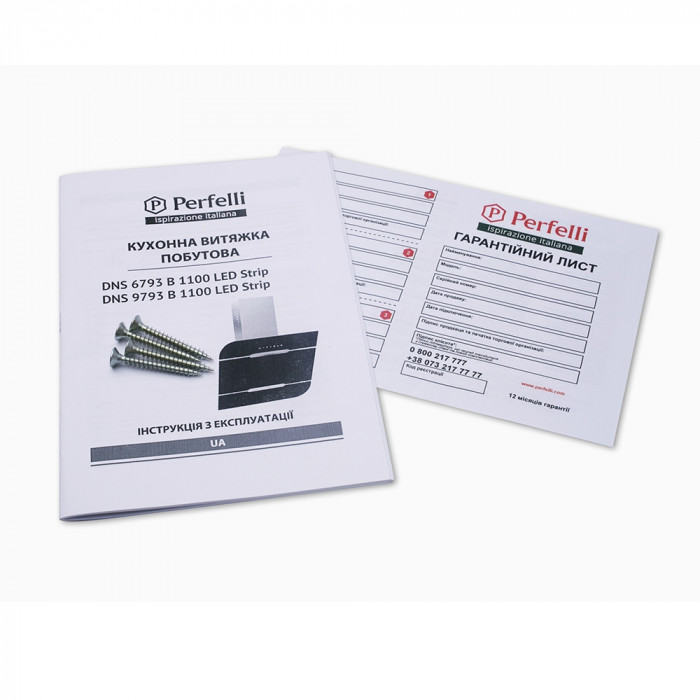 Витяжка декоративна похила PERFELLI DNS 9793 B 1100 BL LED Strip