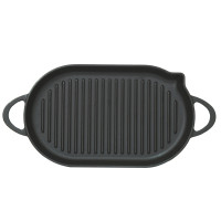 Чавунна овальна сковорода гриль PERFELLI 5690 33х20 см.