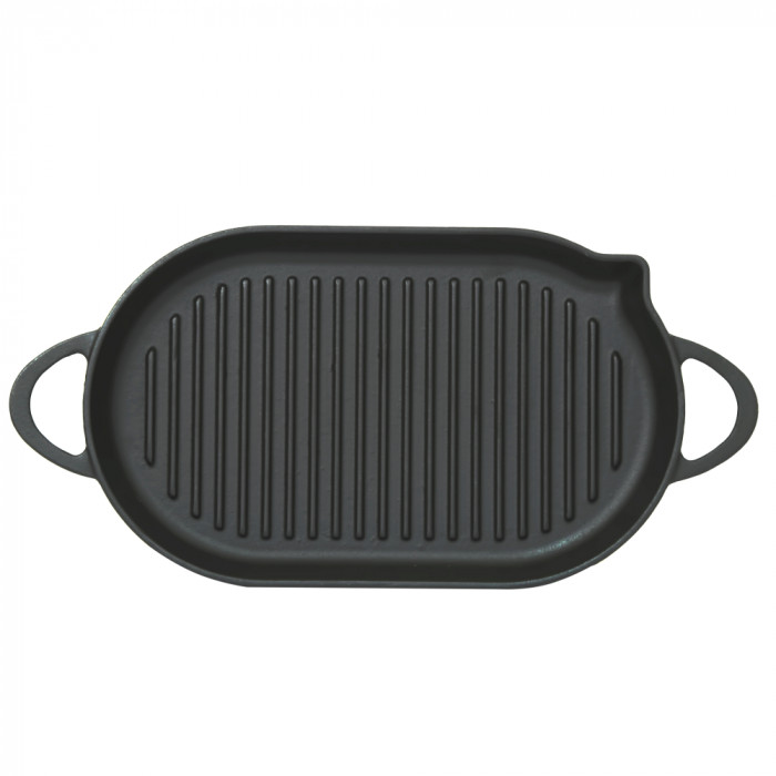 Чавунна овальна сковорода гриль PERFELLI 5690 33х20 см.
