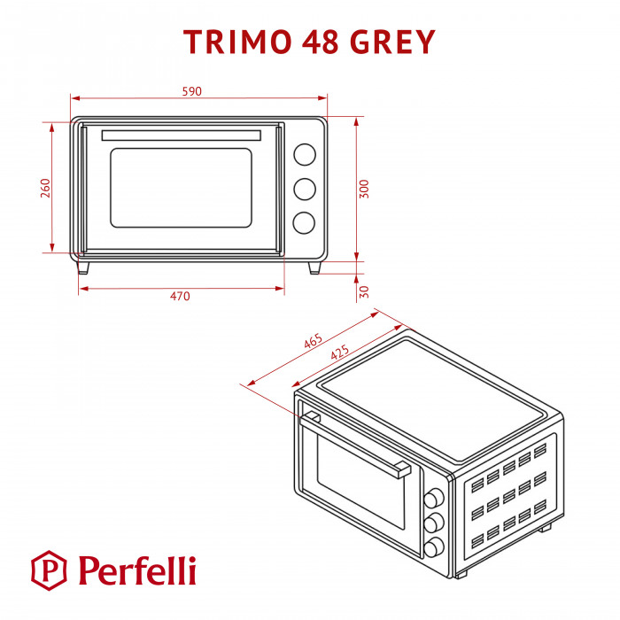 Електрична піч PERFELLI TRIMO 48 GREY