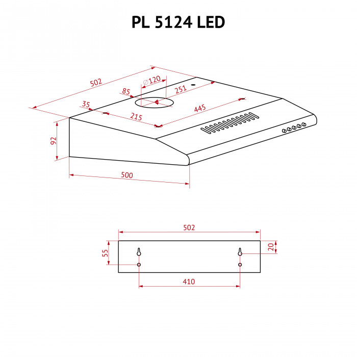 Витяжка плоска PERFELLI PL 5124 WH LED