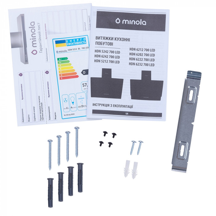 Витяжка декоративна похила MINOLA HDN 5212 BL 700 LED