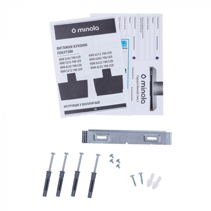 Витяжка декоративна похила MINOLA HDN 5232 BL/INOX 700 LED