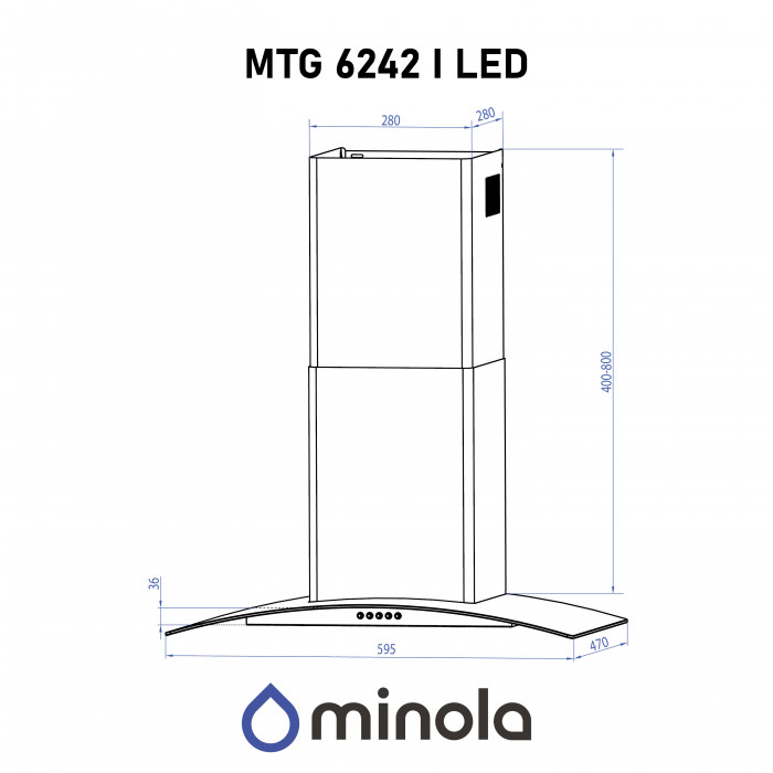 Витяжка декоративна зі склом MINOLA MTG 6242 I LED
