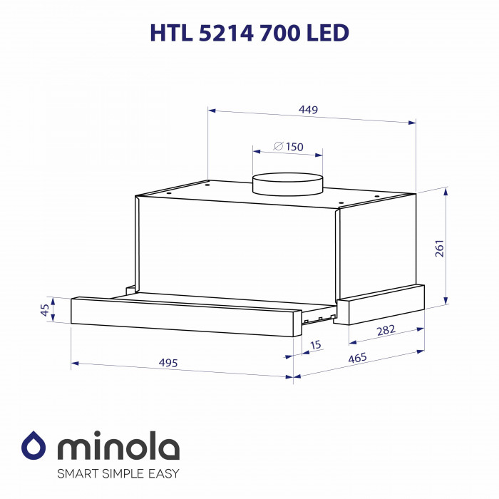 Витяжка телескопічна MINOLA HTL 5214 BLF 700 LED