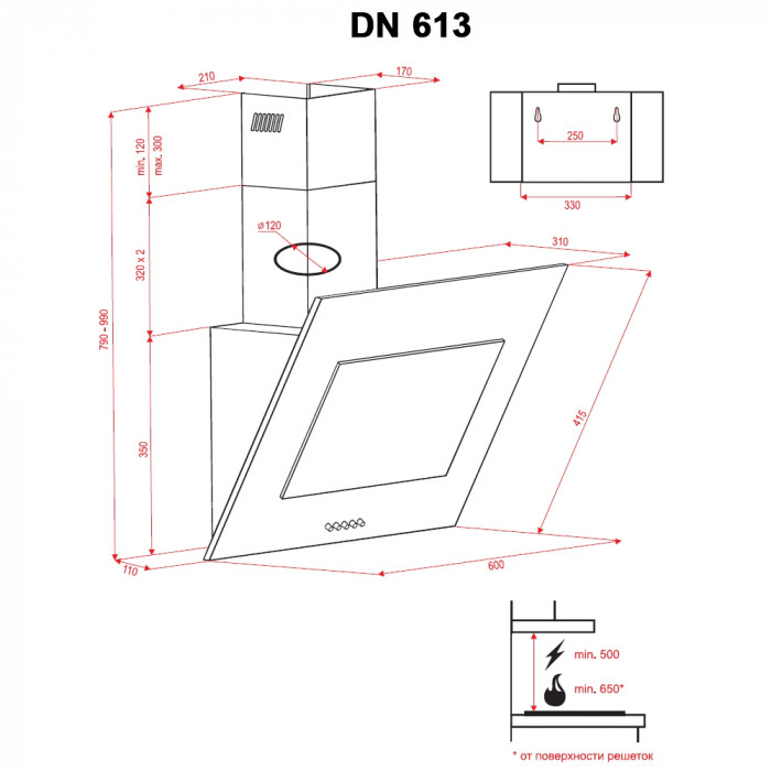 Витяжка декоративна похила PERFELLI DN 613 IV