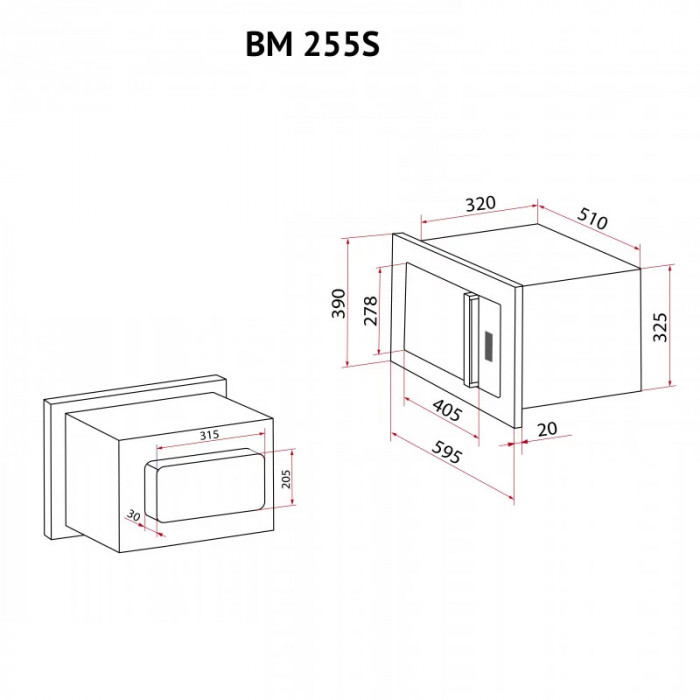 Повновбудована мікрохвильова піч PERFELLI BM 255S GLW