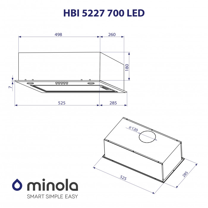 Витяжка повновбудована MINOLA HBI 5227 IV 700 LED