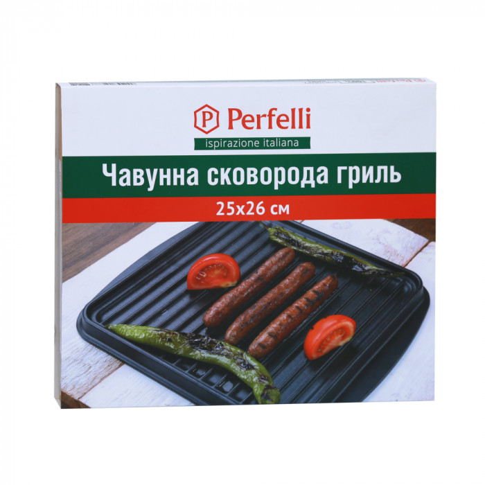 Чавунна сковорода гриль PERFELLI 5681 25х26 см.