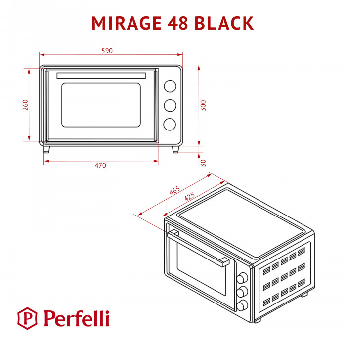 Електрична піч PERFELLI MIRAGE 48 BLACK